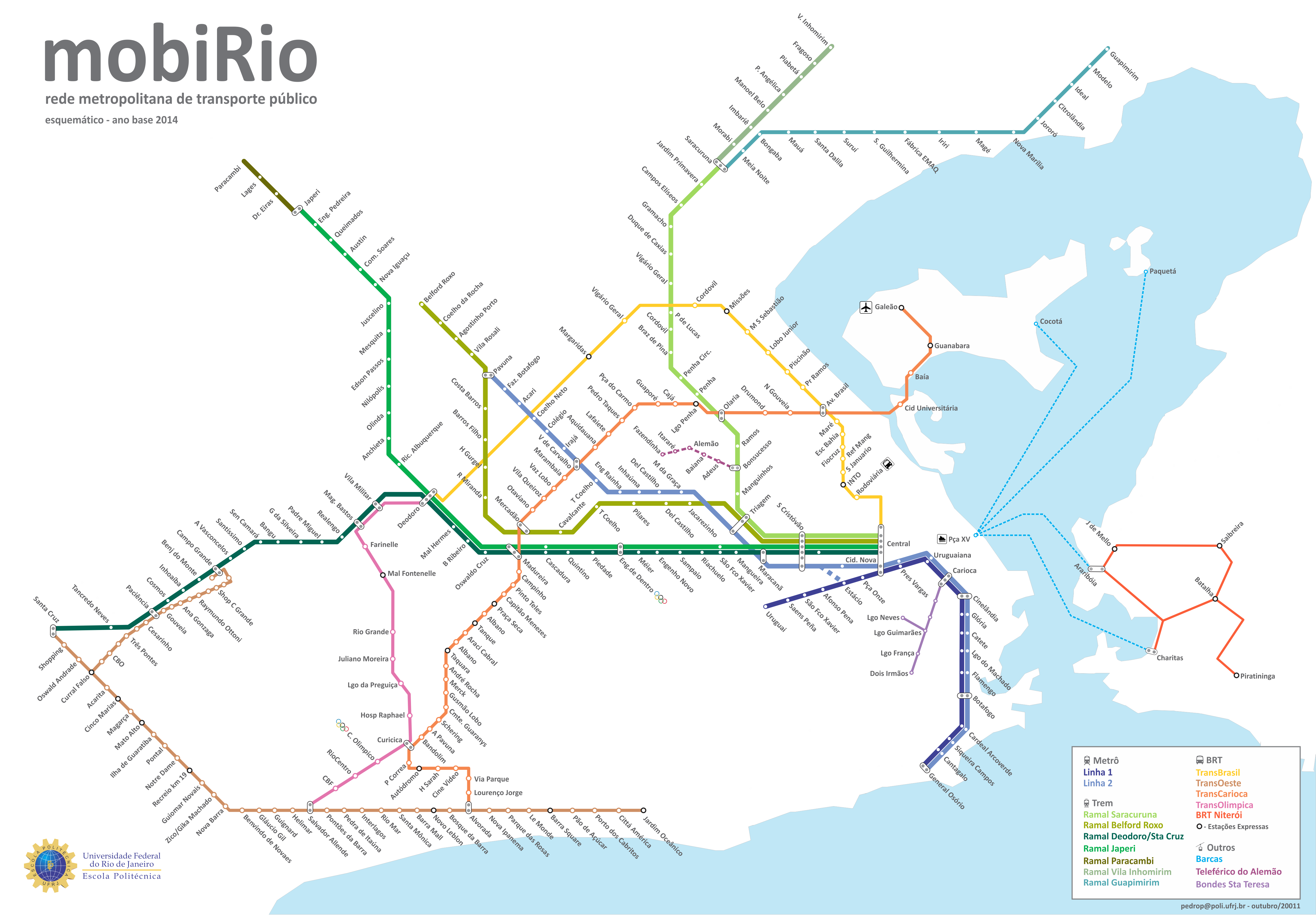 Map of Rio de Janeiro commuter rail: stations & lines